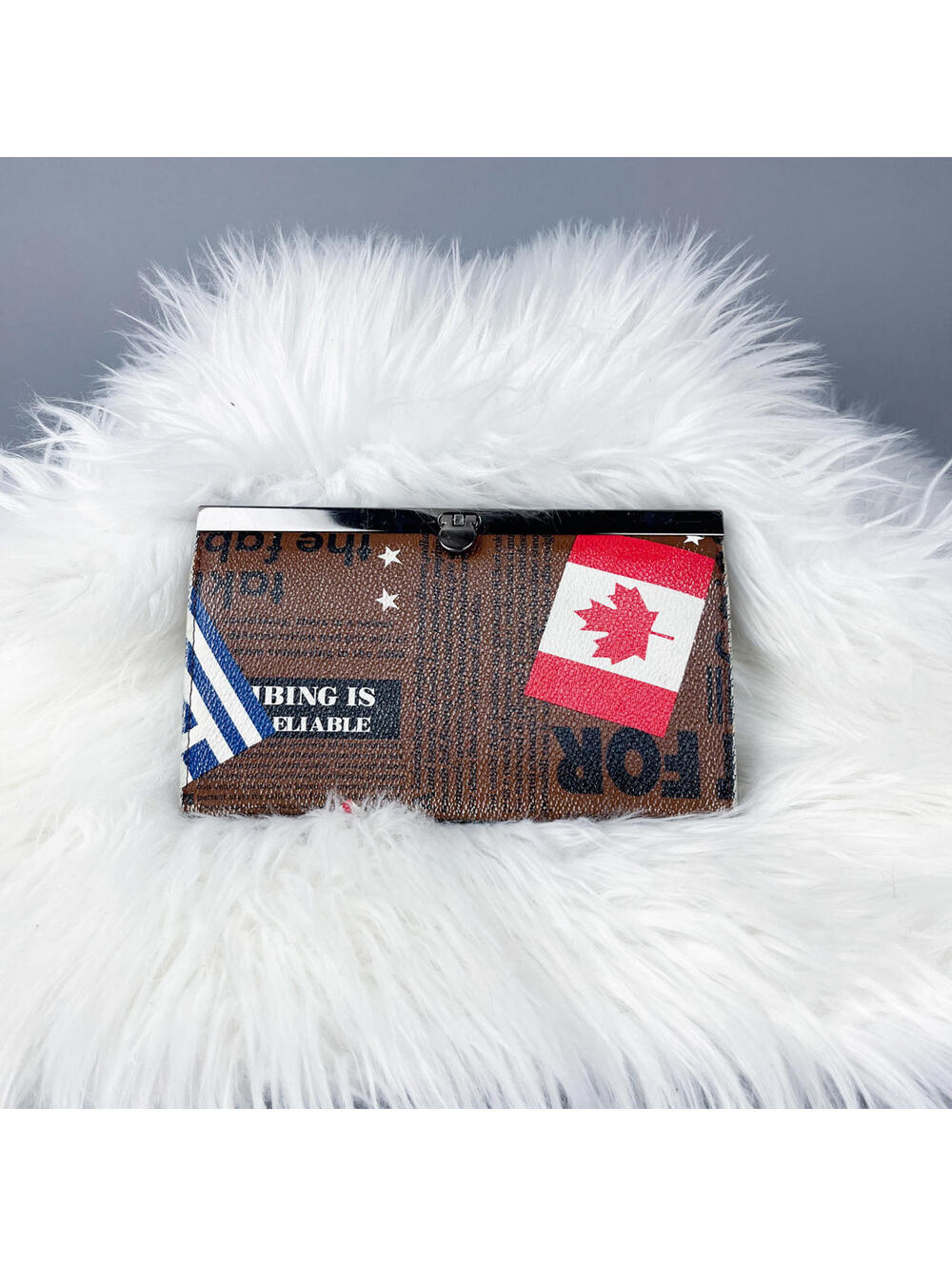 Vintage Clutch Wallet with Flag Design